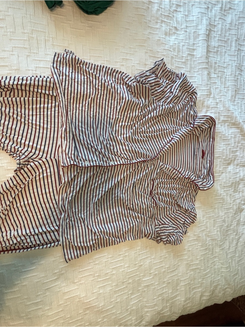 Striped Short-Sleeve Button Front Pajamas